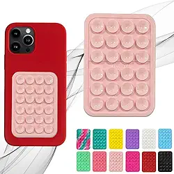 Acessório de telefone com sucção para iPhone e Android Rosa | Adesivo de silicone, mãos livres, brinquedo fidget espelho, suporte de telefone de chuveiro, vídeos Tiktok e selfies