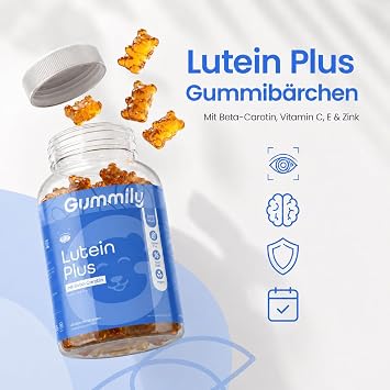 Sugar-Free Lutein Complex Eye Gummies - Beta-Carotene - Vitamins C and E - Vegan - Eye Vitamins - Alternative to Lutein Capsules