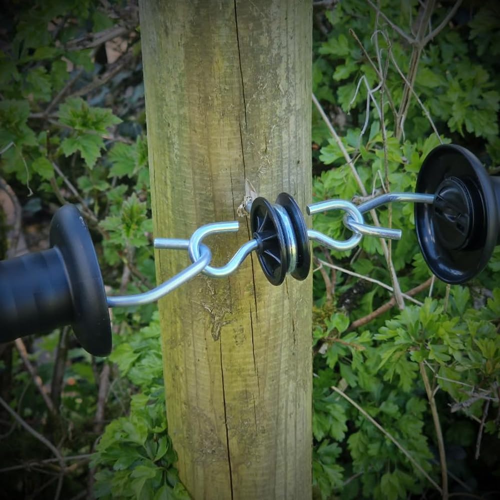 Sarini 10 Pezzi isolatore di Ancoraggio del cancello isolatore a Gancio per Recinzione elettrica a Doppia Faccia isolatore a Vite per Pali in Legno connettore Maniglia di Ingresso Durevole