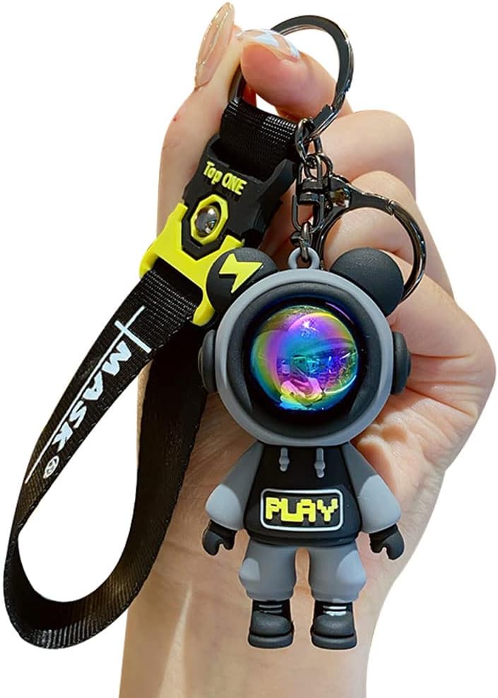 Men Women Cool Creative Universe Astronaut Pilot Standing Bear Key Chain Fashionable Bear Keychain Key-ring Pandent