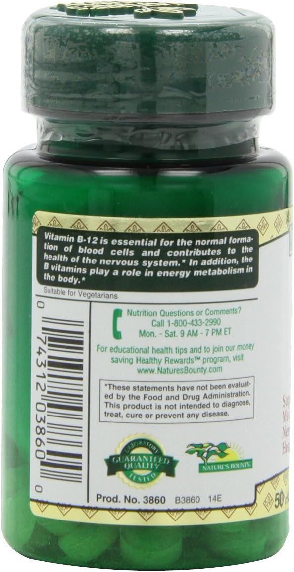 Nature's Bounty Sublingual Vitamin B-12, 2500mcg, 50 Tablets (Pack of 3)