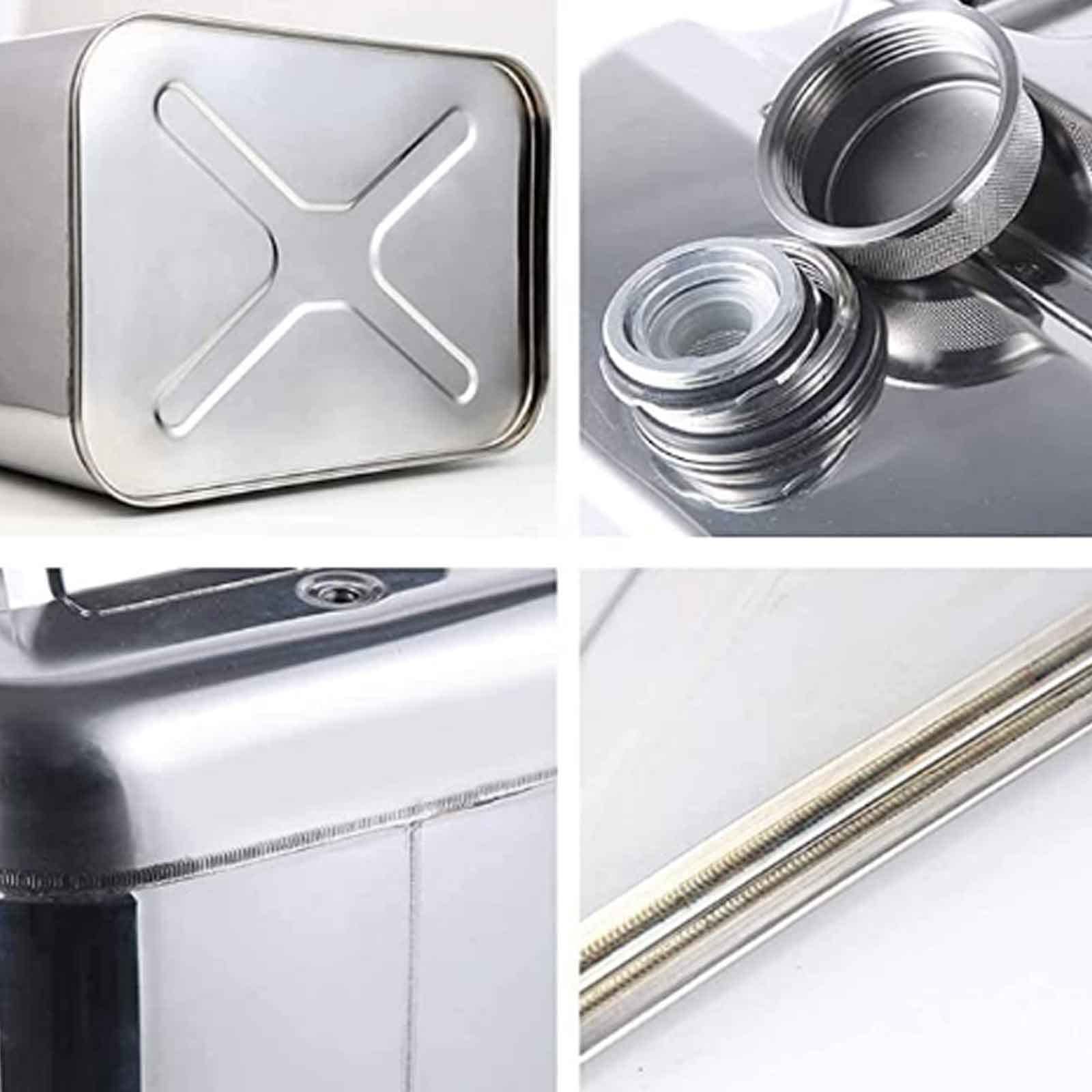 Tanica di Carburante Portatile, tanica per stoccaggio di gasolio in Acciaio Inox 304, Serbatoio Metallico Portatile da 10 Litri, Contenitore di Ricambio per Il Trasporto di Benzina