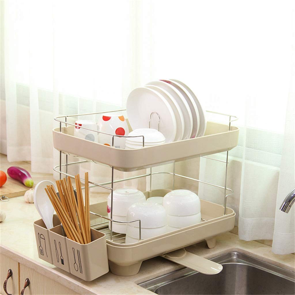 Tendedero para Cubiertos Escurridor de Utensilios de Cocina Rejilla de Acero Inoxidable Rejillas Dobles para vajilla Rejillas para Platos Rejilla para Guardar Cubiertos Rejilla para Platos R