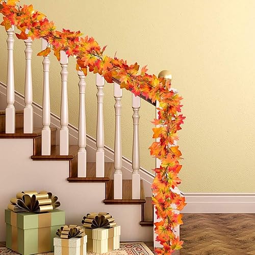 Miniatura 4 de Dearhouse Paquete de 6 guirnaldas de hojas de arce, guirnalda de vid colgante, guirnalda artificial de follaje de otoño, decoración de Acción de