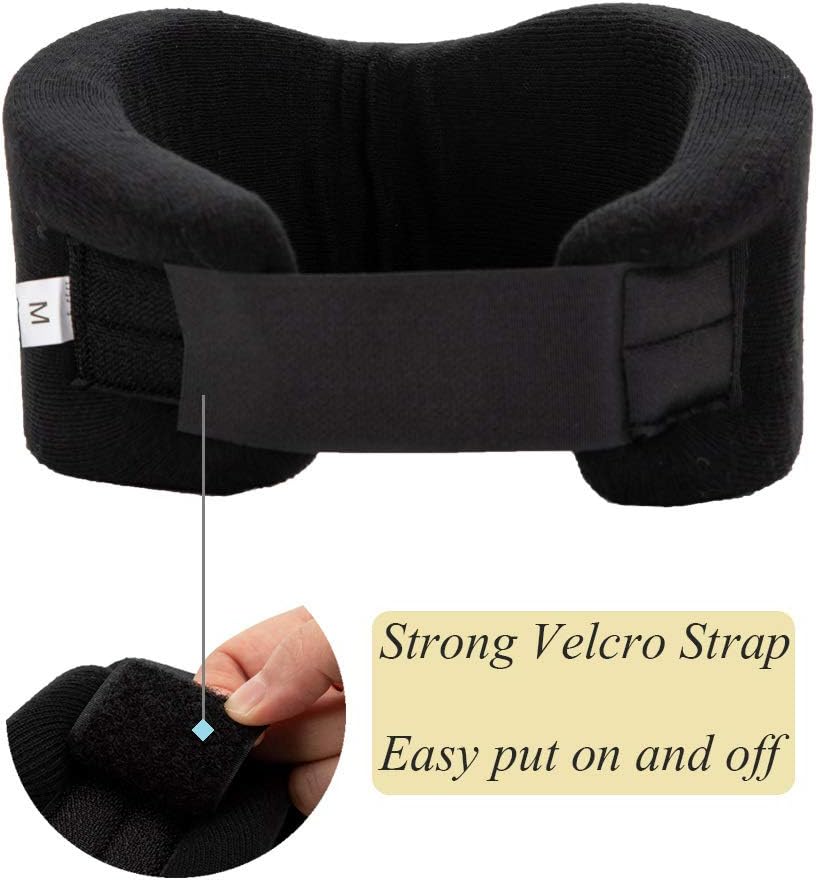 Soft Foam Cervical Collar, Adjustable Neck Support Brace for Sleeping - Relieves Neck Pain and Spine Pressure Black Medium Size