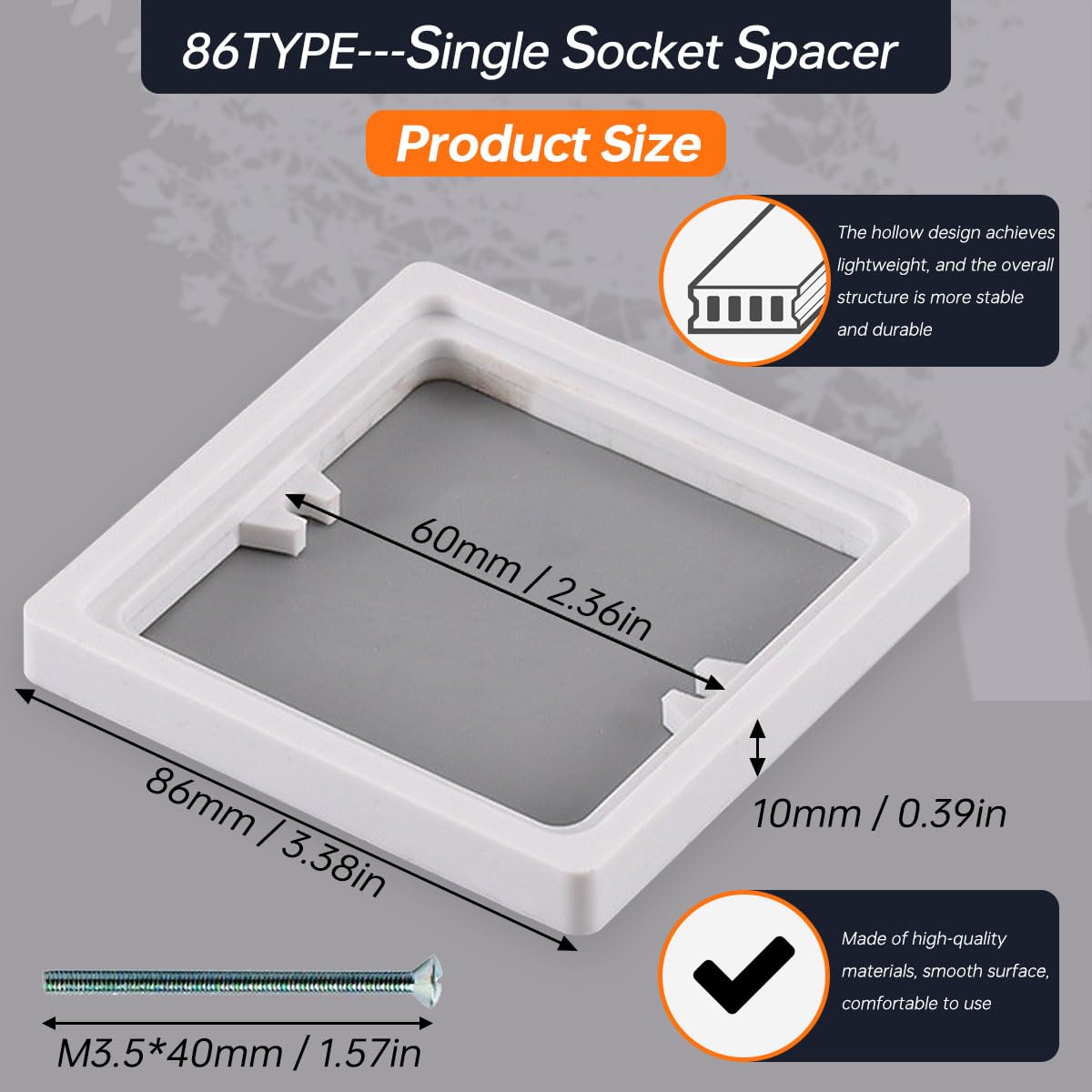 Produktbild von Tapetenschutz Dekorrahmen Wandschutz Tapetenschoner Lichtschalter Acryl Schalter (1-fach Rahmen, Weiß