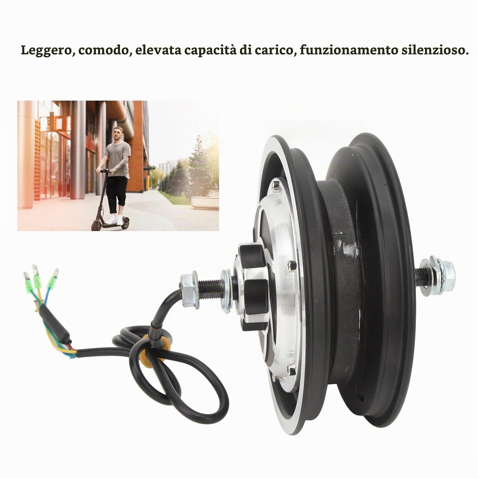 BuyWeek Motore del Mozzo dello Scooter Elettrico, 10 Pollici 48V 800W Motore Mozzo Ruota in Alluminio Senza Spazzola Impermeabile Accessori per Scooter