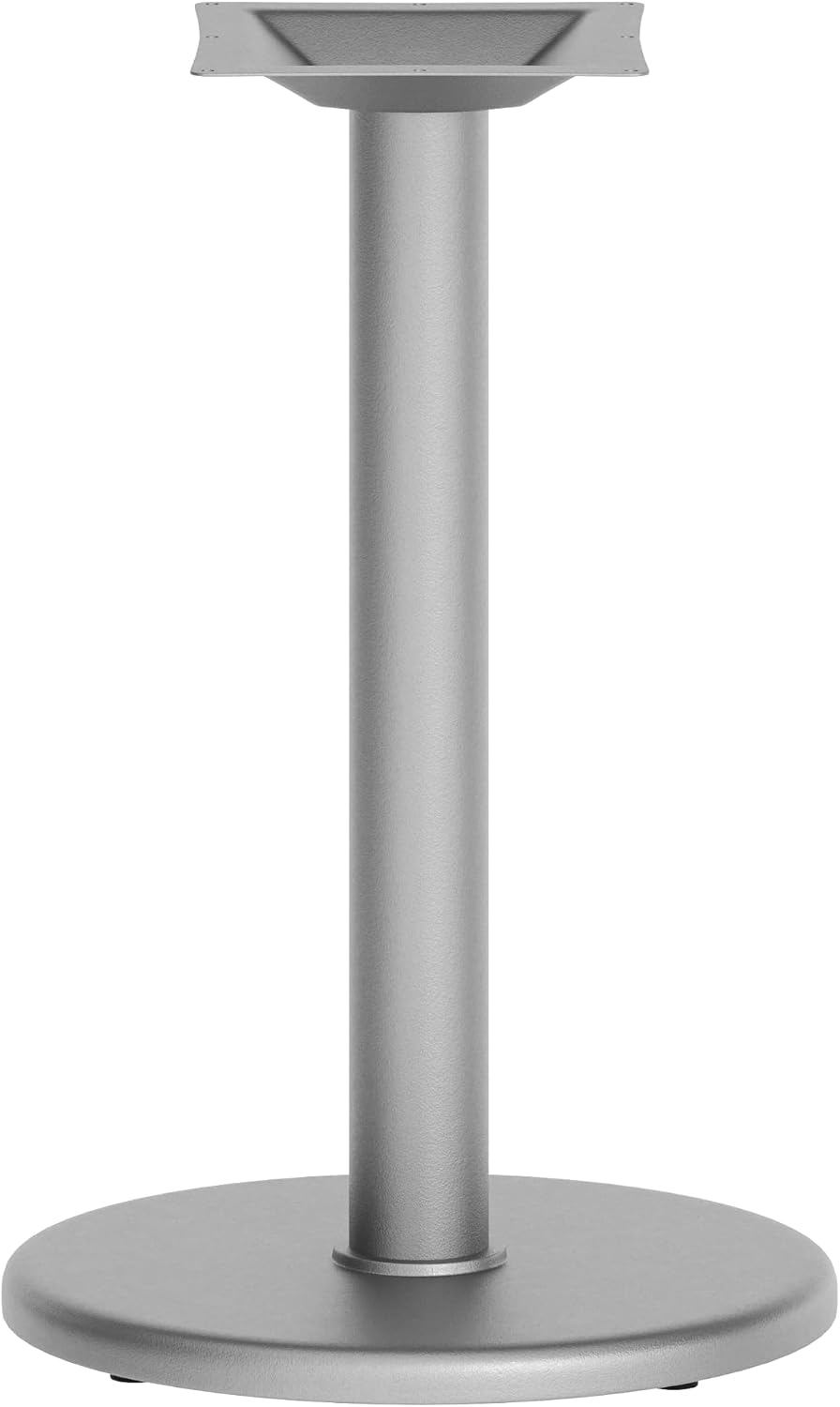 Flash Furniture Beverly 18" Round Restaurant Table Base with 3" Diameter Table Height Column, Commercial Cast Iron Restaurant Round Table Base, Silver