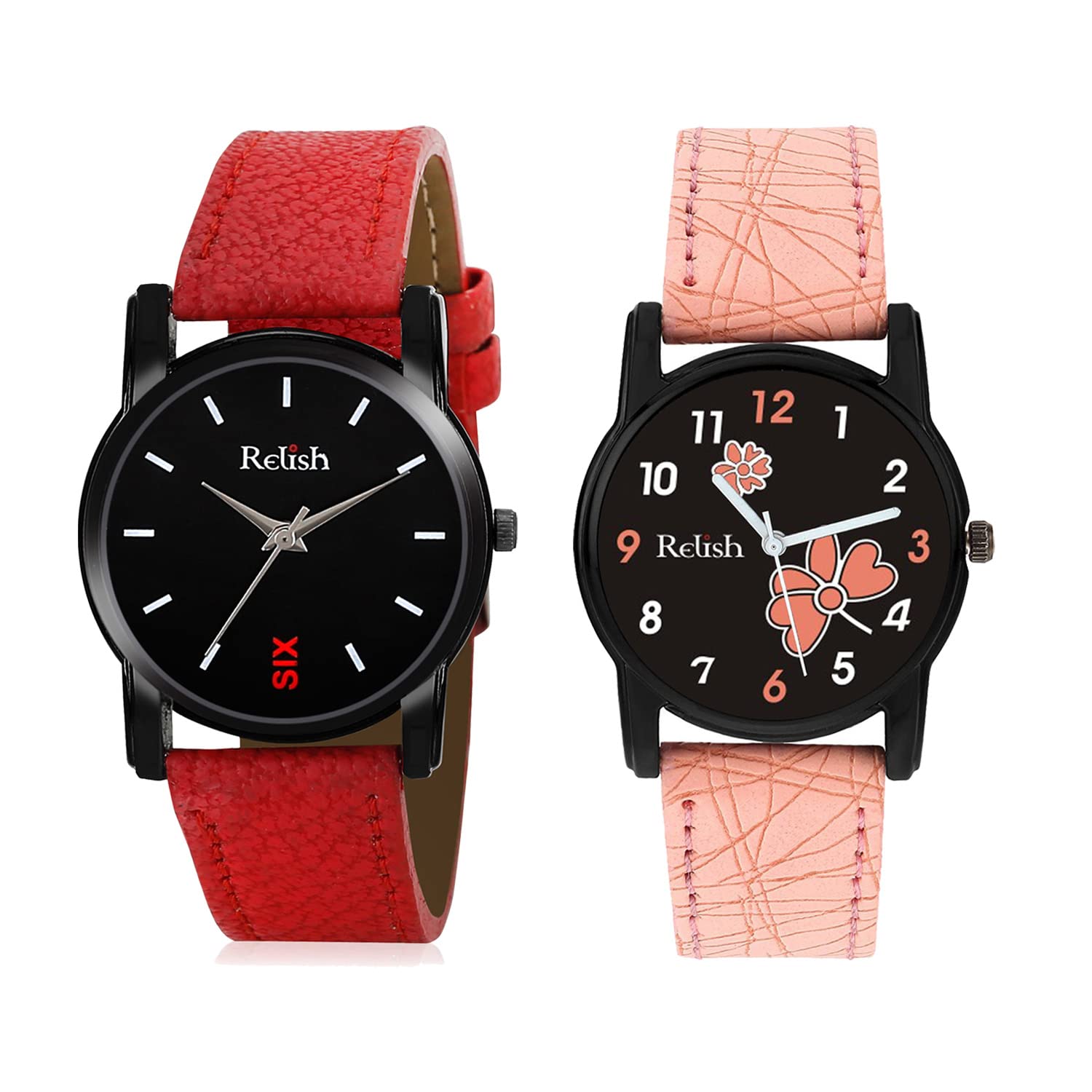 Relish Combo Pack of 2 Watches Red Leather Strap and Pink Design Watch for Girls, Women RE-L1127C (B09SKMVM8Z) Amazon Price History, Amazon Price Tracker