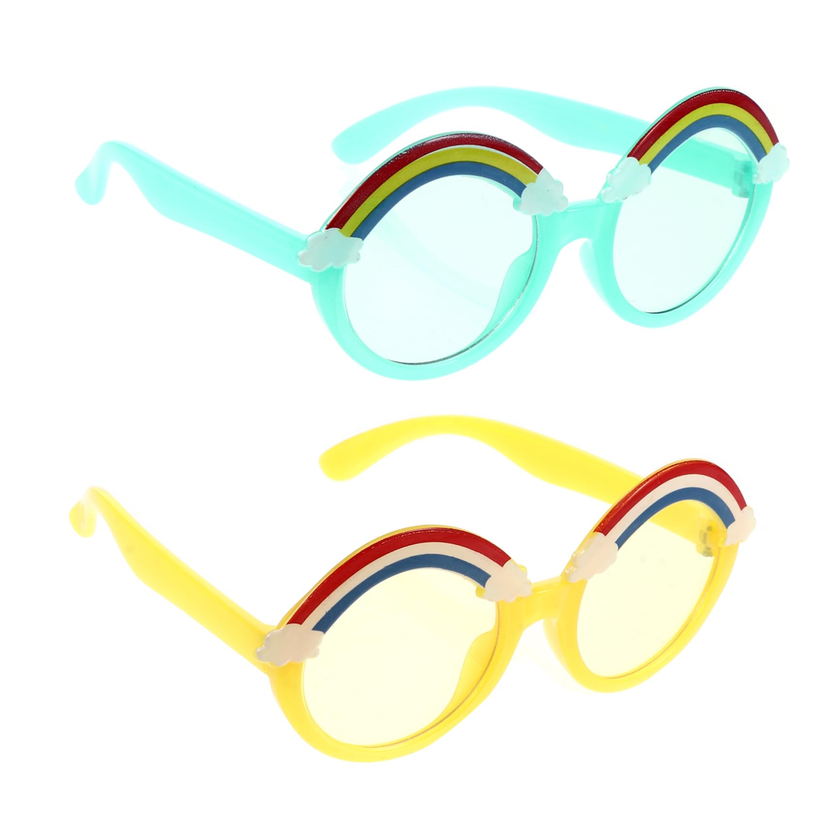 minkissy 2Pairs Adorable Rainbow Sunglasses Safe Decorative Eyewear for Boys for Festivals and Photography Props Summer UV Protection Fun Party Decoration