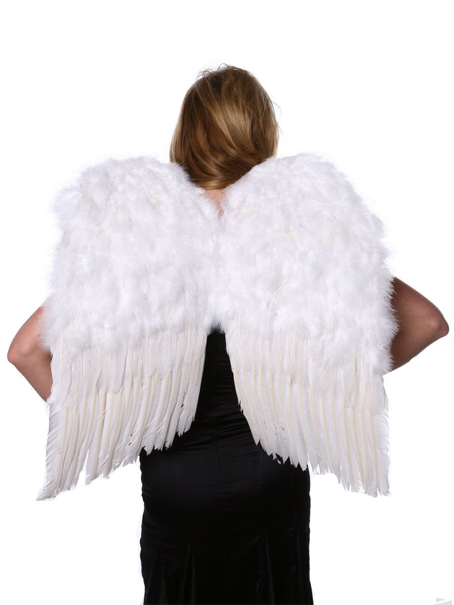 Zucker - Angel Feather Costume Wings - Halloween and Cosplay Feather Wings for Adults and Kids, 23.5” x 22”, Medium