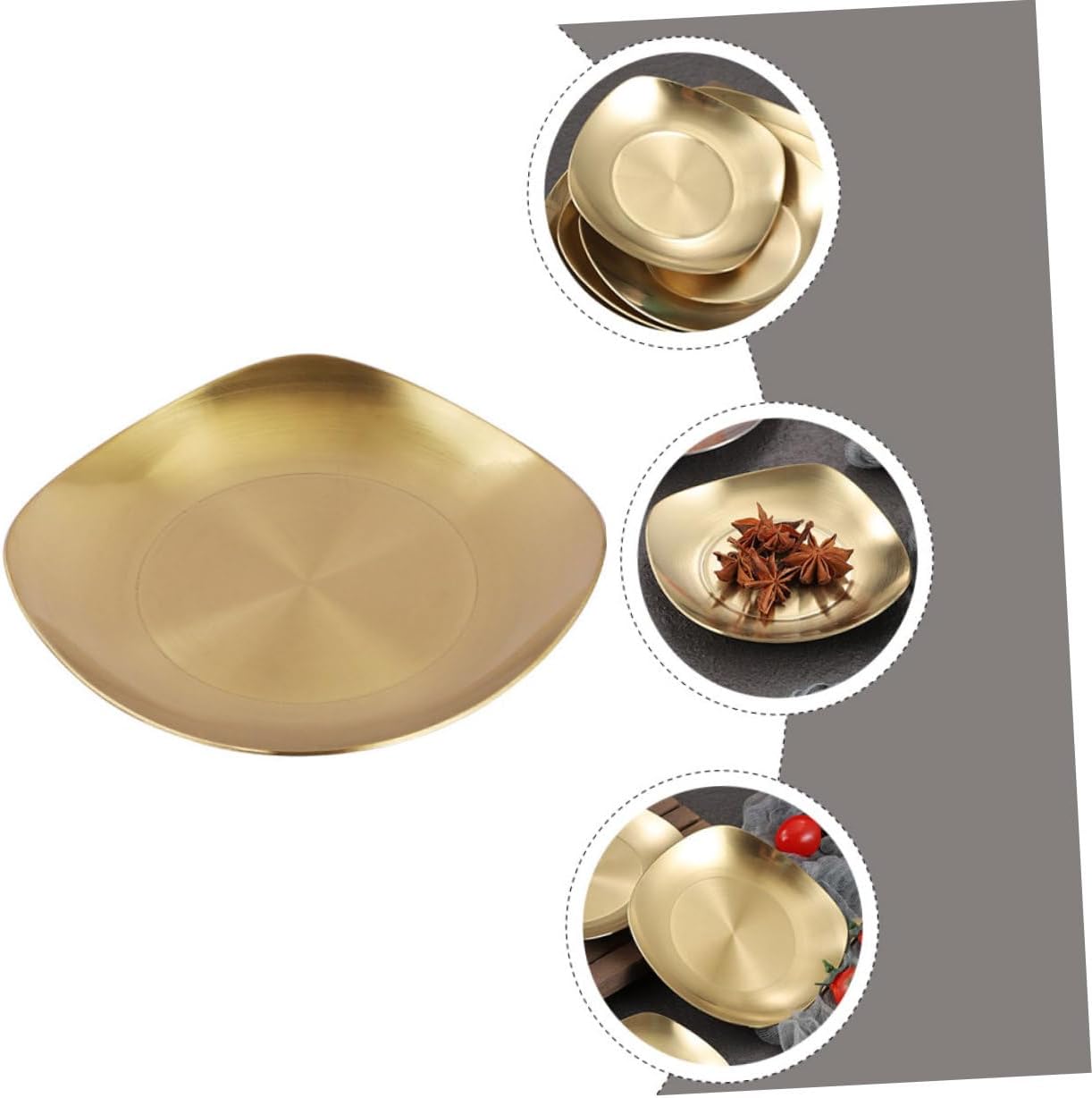 Golden Square Stainless Steel Sauce Dish for Restaurant and Home Use