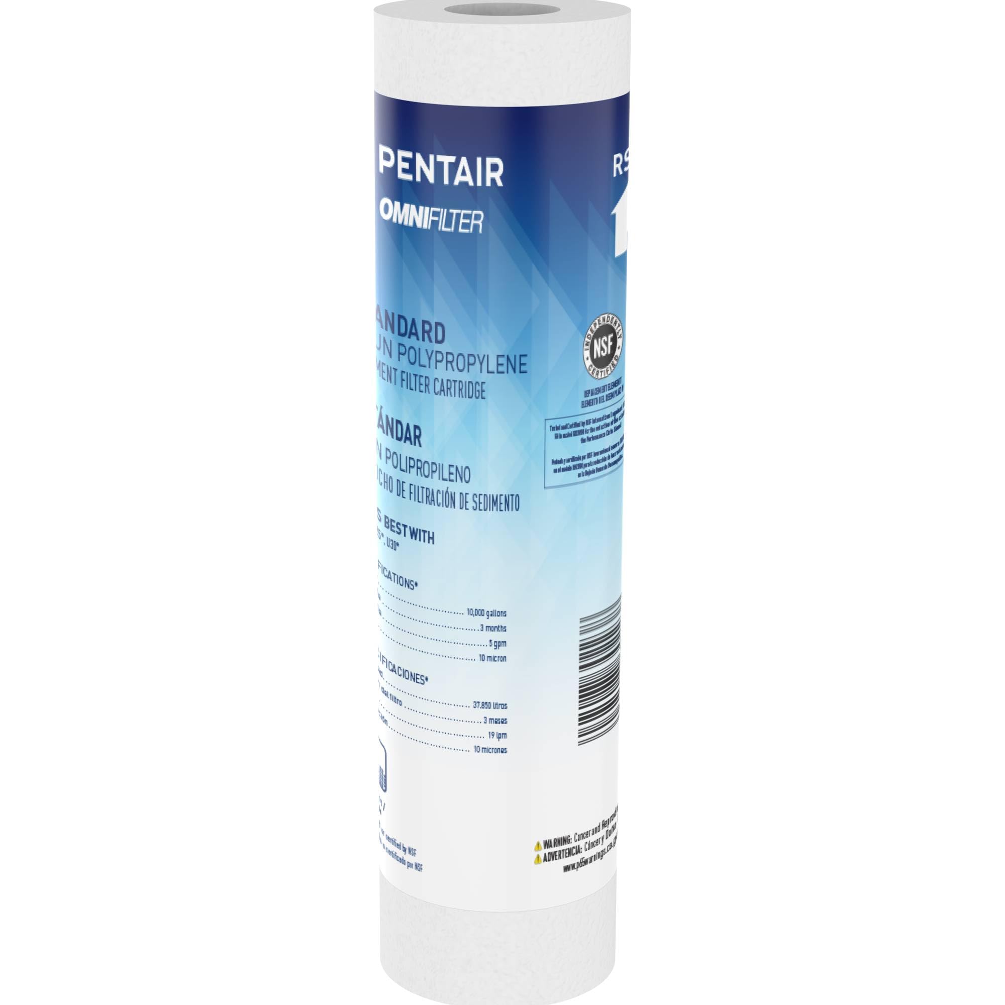 Pentair OMNIFilter RS14 Sediment Water Filter 10-Inch Standard Whole House Polypropylene Spun Sediment Replacement Filter Cartridge 10 x