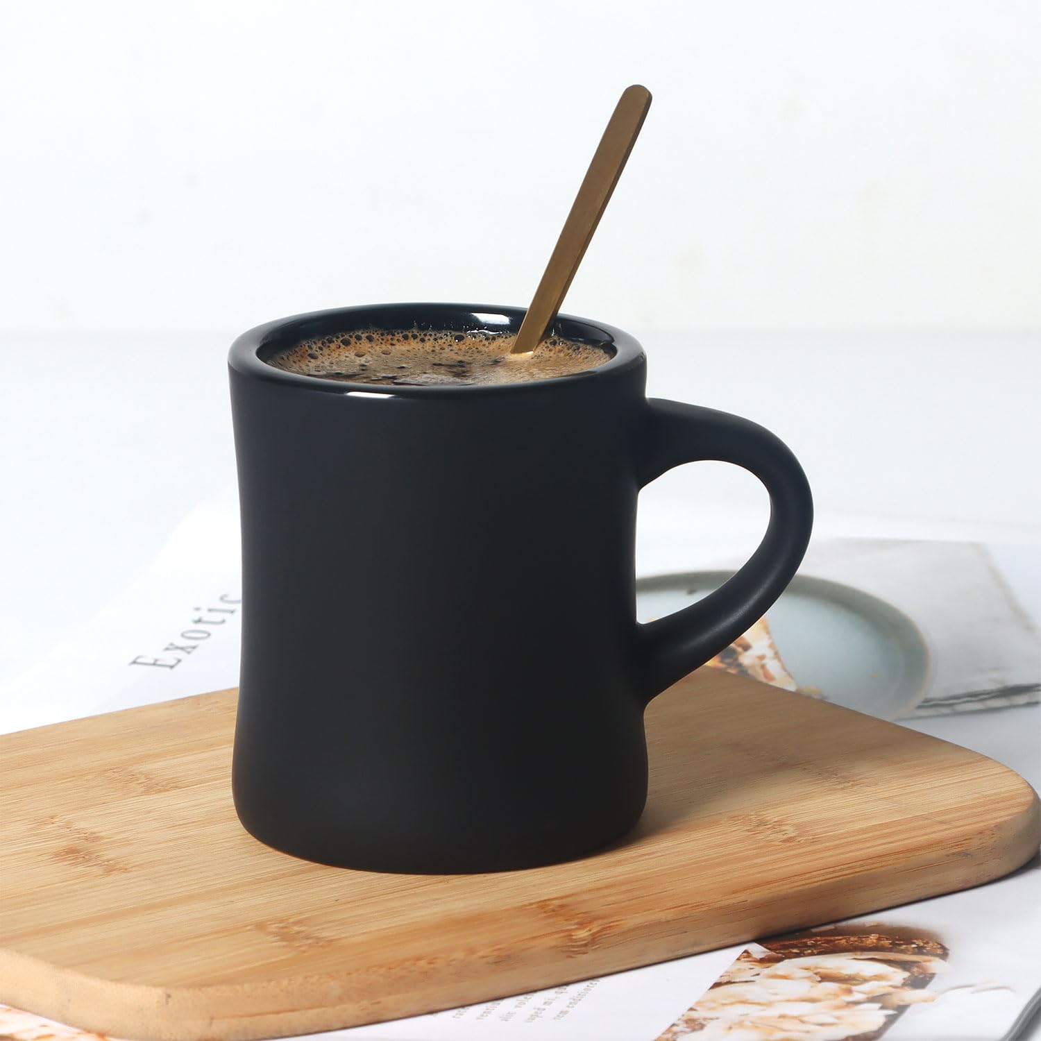 Amazon.com: harebe Retro Coffee Mugs Set of 4, 10 OZ Heavy Classic Ceramic  Diner Cups Set with Handle for Coffee, Tea, Cocoa, Milk, LatteBlack :  Home & Kitchen