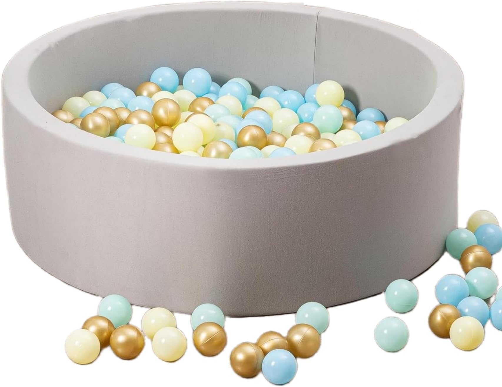 simpa Round Grey Soft Foam Ball Pit with 200 Assorted Colour Balls - Dimensions 90cm (Dia) x 30cm (H)