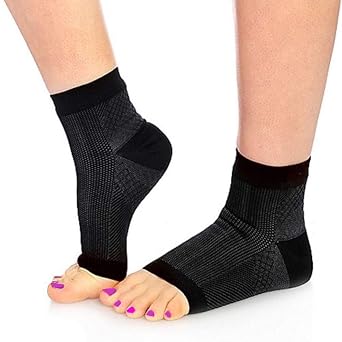 Tendon Ankle Compression Sleeve Brace Support, Reduces Pain & Swelling, Supports Foot Blood Flow. Black, Lg/XL
