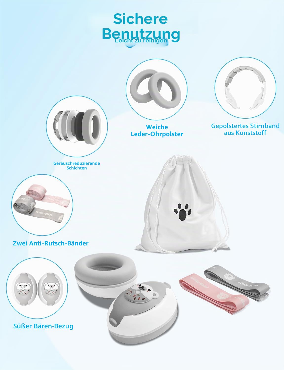 Baby Gehörschutz Ohrschützer, 2-in-1 Baby Kopfhörer, Neugeboren Ohrenschützer mit Geräuschunterdrückung & Verstellbares Kopfband, Gehörschutz für Kinder, Flugzeug Essentials