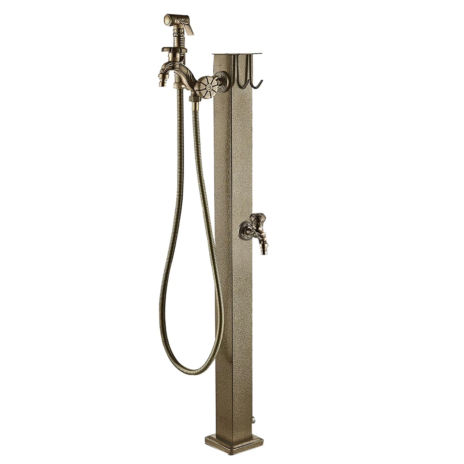 Stainless Steel Water Column with Faucet, Outdoor Hose Post with Brass Spigot and Handheld Sprayer, for Yard Backyard Pet Wash(80cm/31.5in)