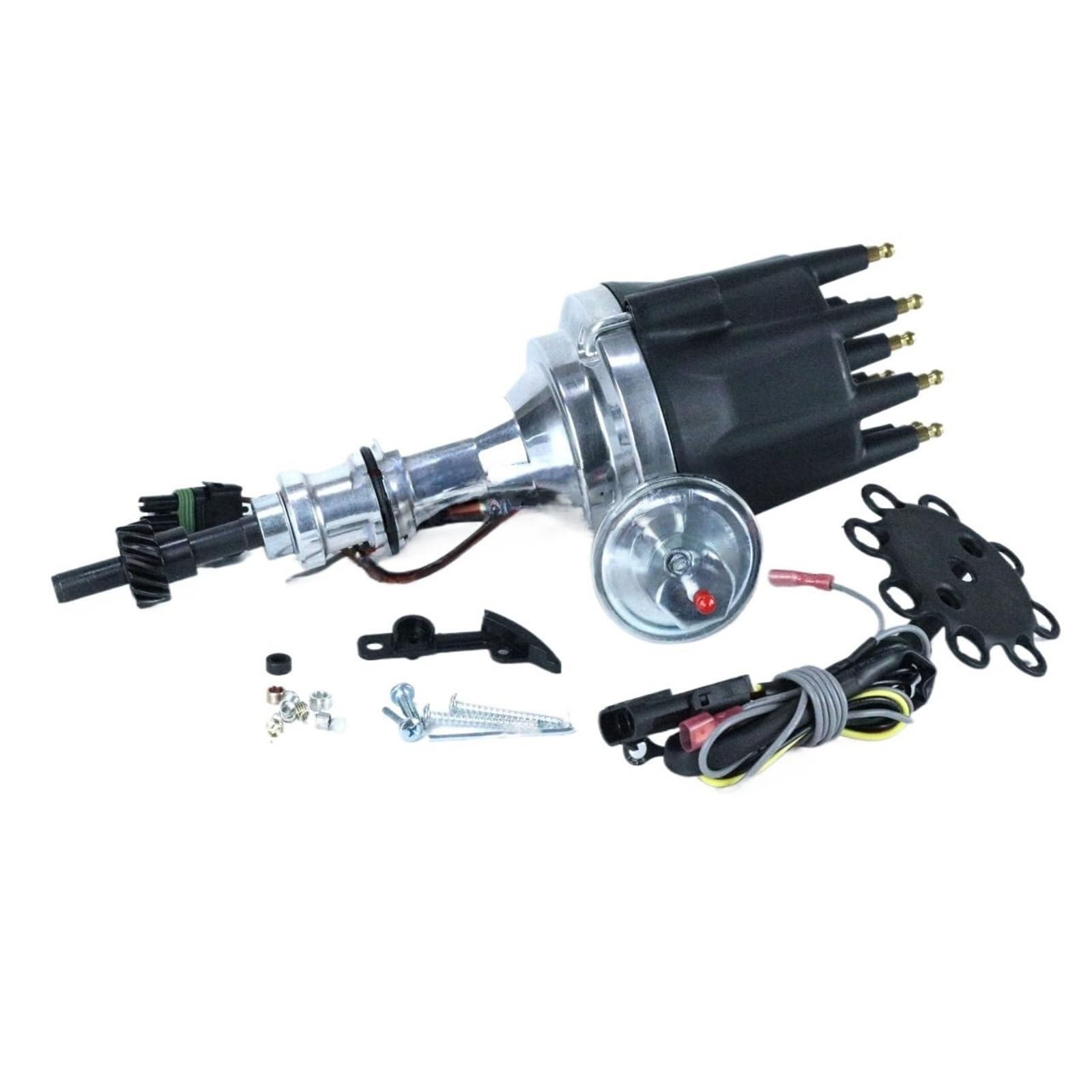 Dystrybutor R2R serii Pro gotowy do pracy – pasuje Forda SB Small Block Windsor 289/302W, silnik V8, czarna nasadka Rozdzielacz zapłonu