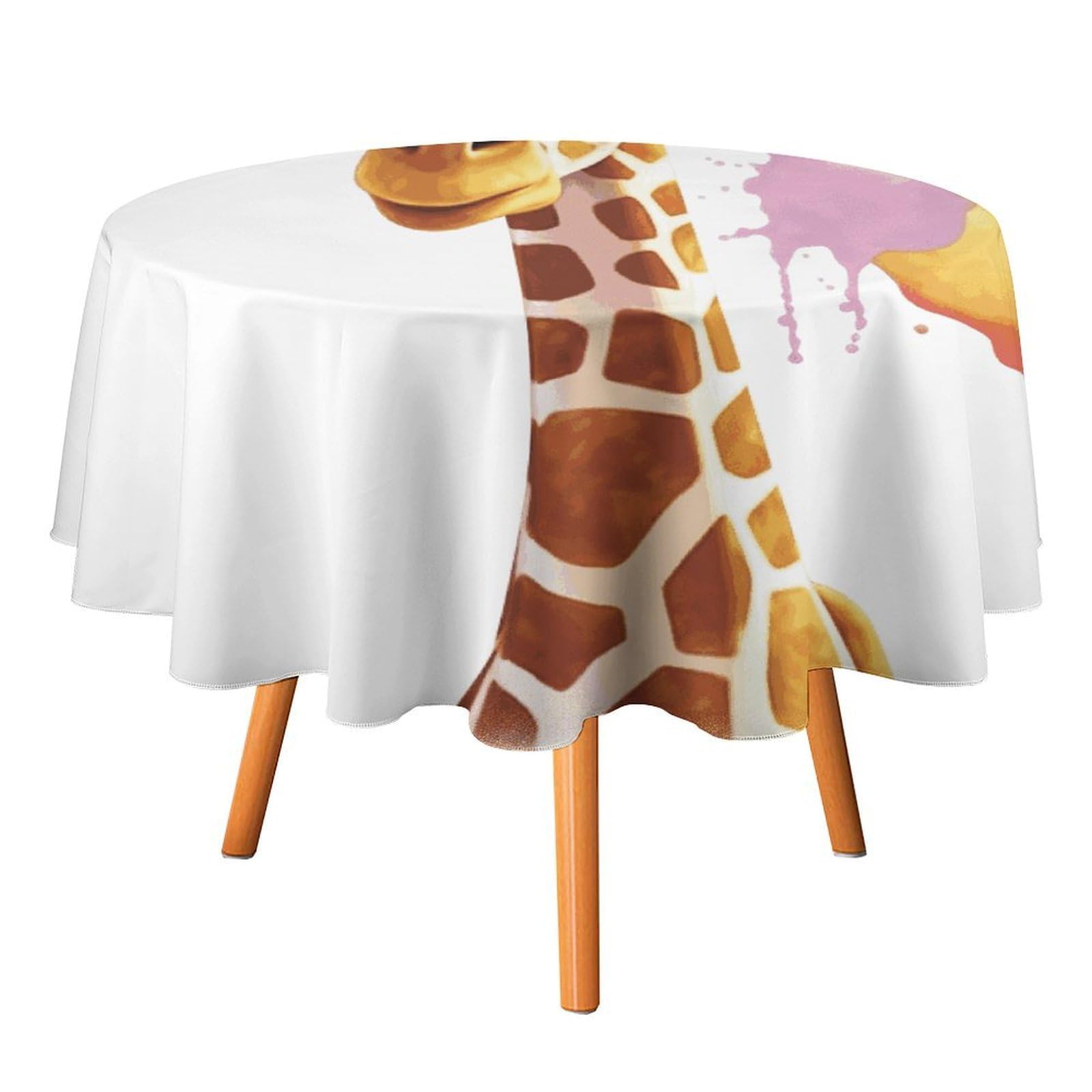 Fekiloot Style Giraffe1 Round Tablecloth - Heavy Duty And Washable,Polyester Decorative Fabric Table Cover,Tablecloths For Kitchen Dining, Wedding, Birthday Party50x50in
