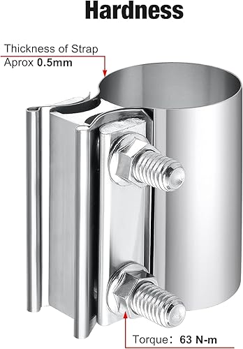 Miniatura 4 de EVIL ENERGY Abrazadera de escape de 2.0 pulgadas, acoplador de manguito de abrazadera de banda de junta de tope de acero inoxidable, 4 unidades