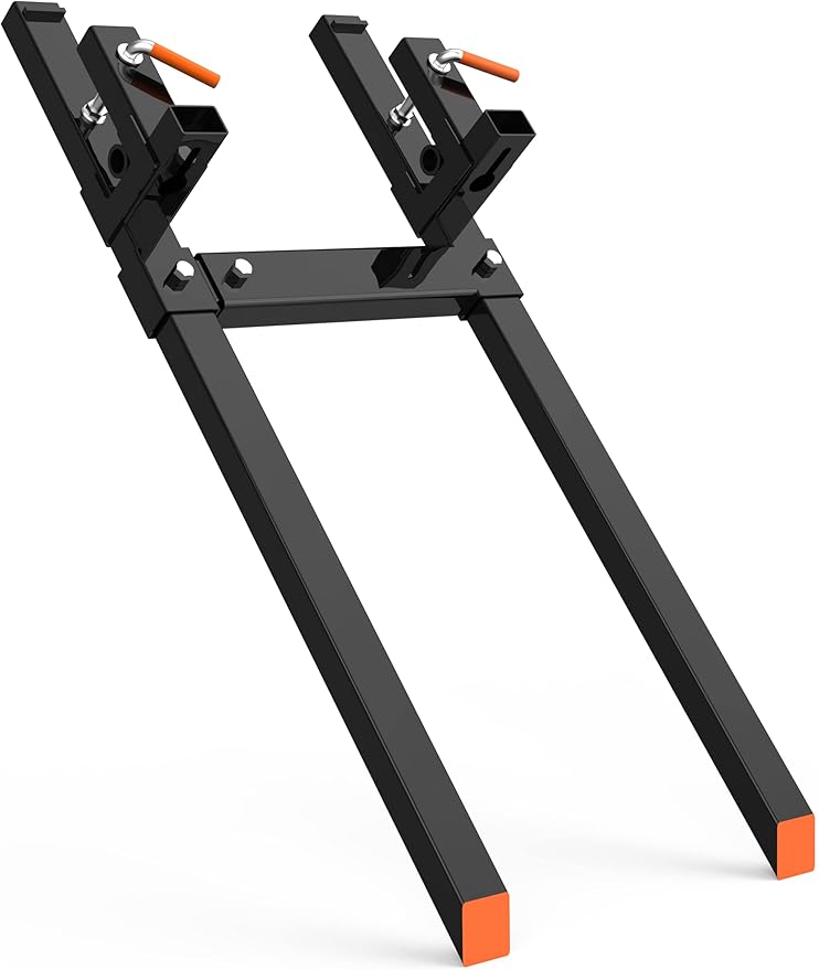 60" 4000LBS Heavy Duty Pallet Forks,Tractor Bucket Forks with Adjustable Stabilizer Bar for Loader Bucket Skid Steer Tractor, Black