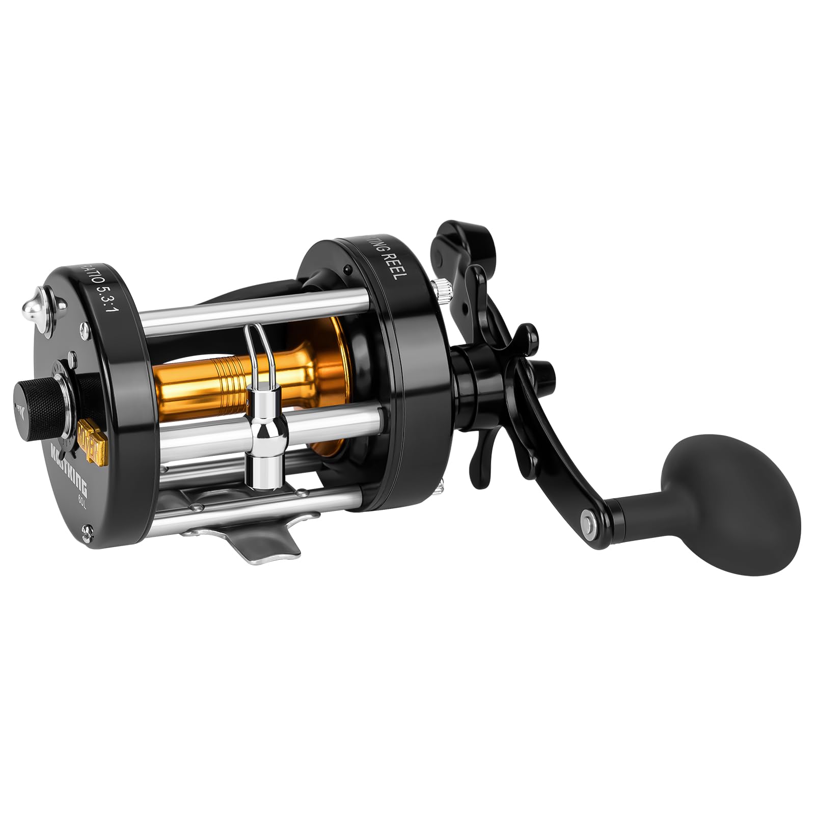KastKing Rover Round Baitcasting Fishing Reel, Perfect Conventional Reel for Catfish, Salmon/Steelhead, Striper Bass and Inshore Saltwater Fishing Reel, Reinforced Metal Body