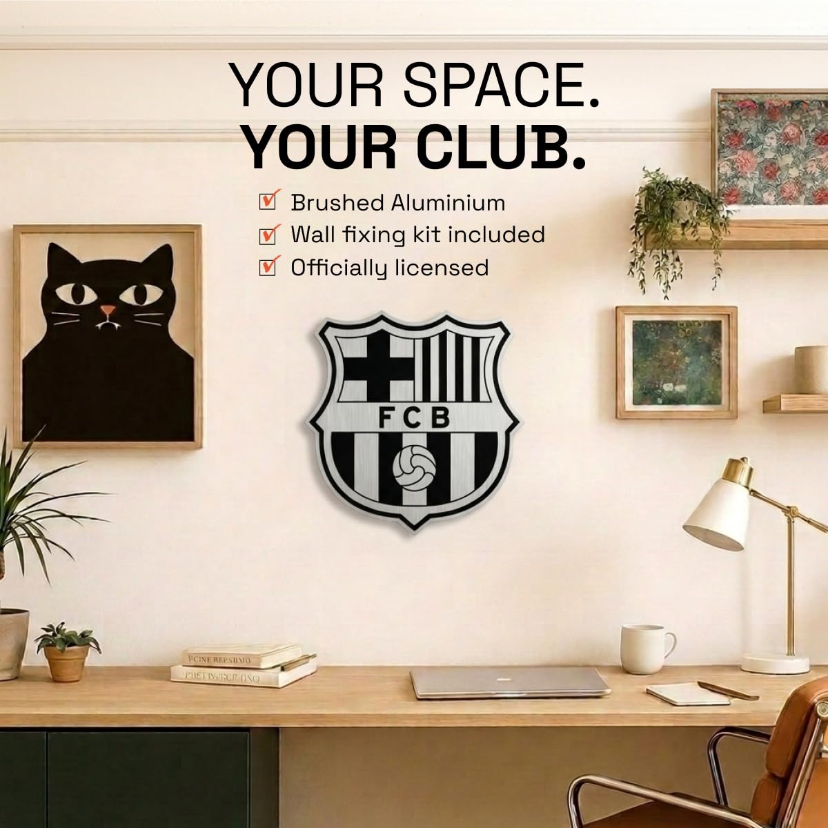Licensed Decor FC Barcelona sous licence officielle (47 x 47 cm) 10 mm en aluminium brossé composite, Mutli Colour