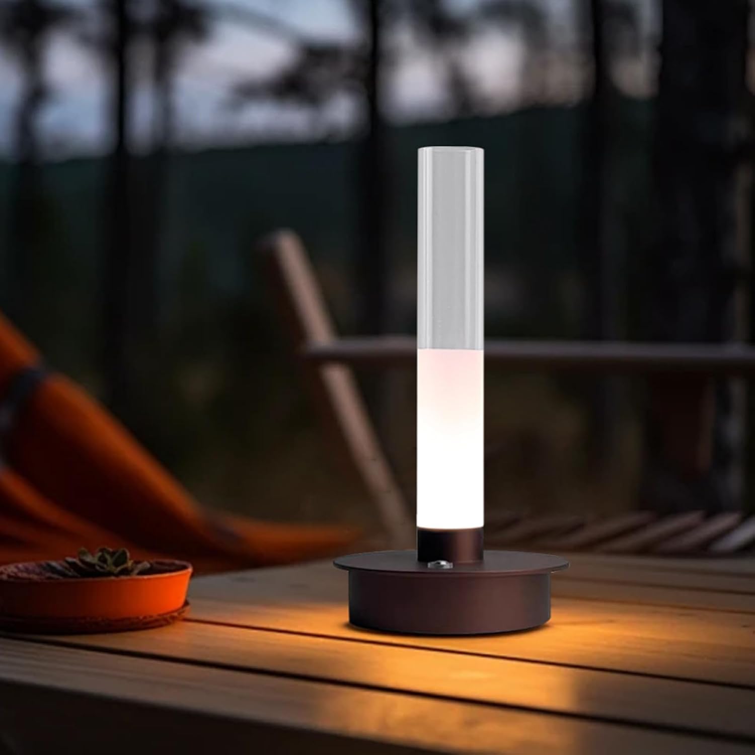 Fockety Cordless Table Lamp, Rechargeable 2000mAh Touch Desk Lamp 3 Color Temperature Stepless Dimmable Intelligent Memory LED Desk Lamp for Bedroom, Camping, Garden, Patio (Gray)