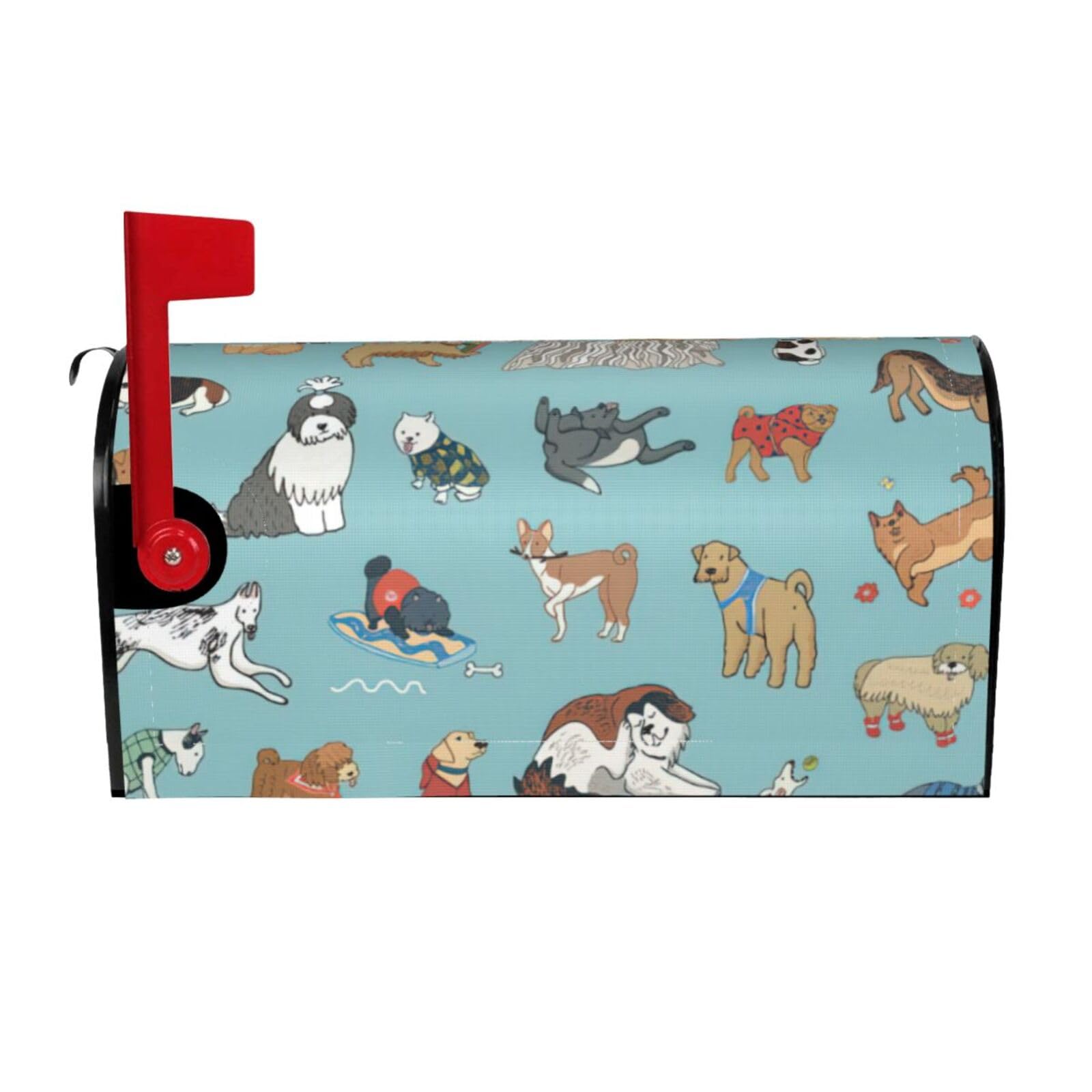 Dogs Print Mailbox Cover Wraps Post Letter Box Cover Decor For Outside Garden Yard Farmhouse Home
