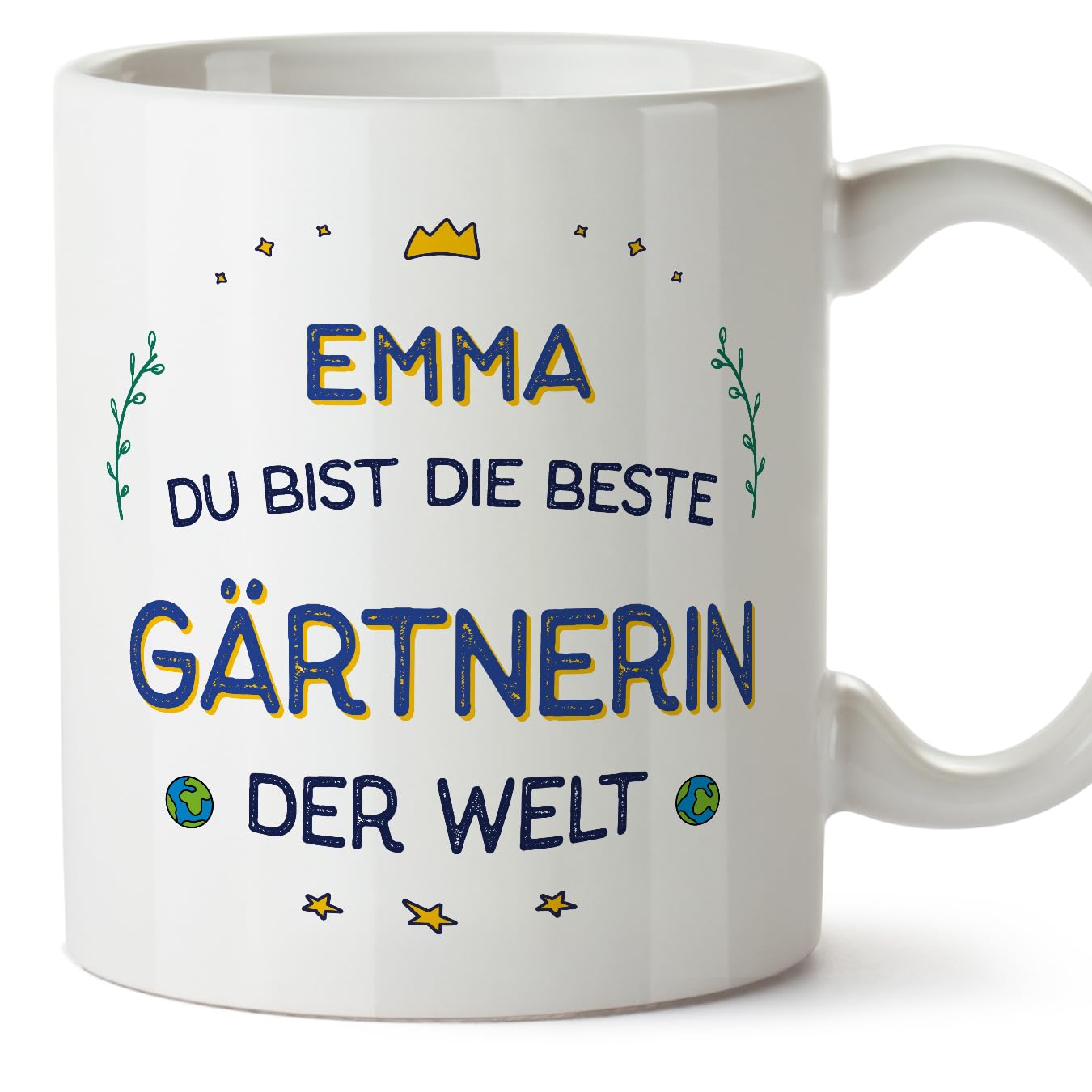 MUGFFINS Personalised Mug for Gardener Woman - in German - Beste der Welt - Funny Custom Gift for Colleagues - Ceramic 11oz Mug