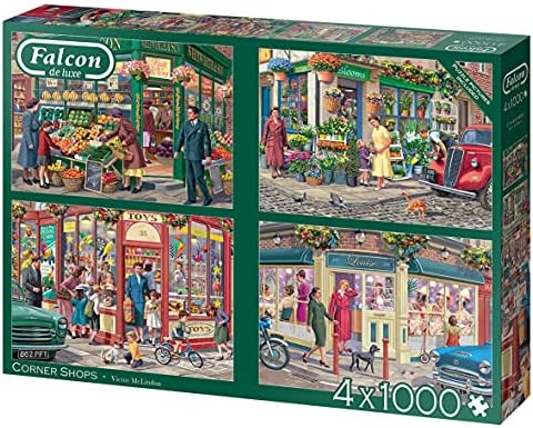 Jumbo, Falcon de Luxe 4 x 1,000 Corner Shops Puzzle