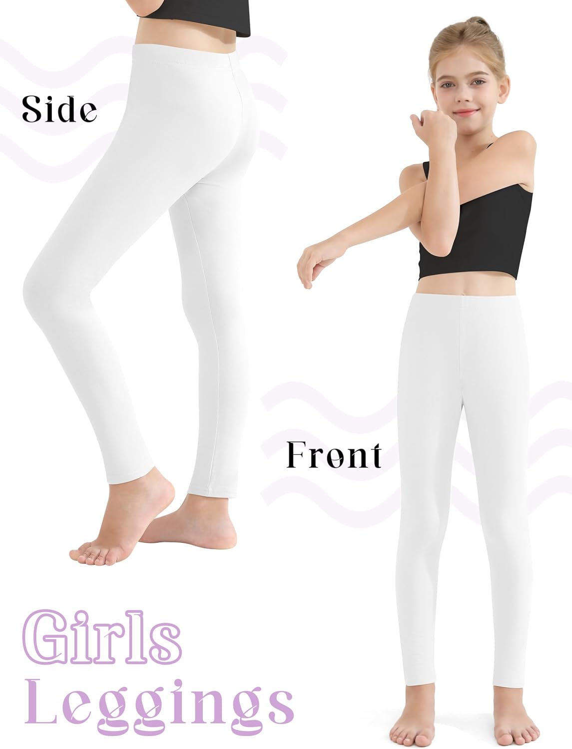 Resinta Girl's Cotton Footless Leggings Toddler Girls Stretchy Basic Leggings Pull On Tights for Everyday Wear, 4-14 Years