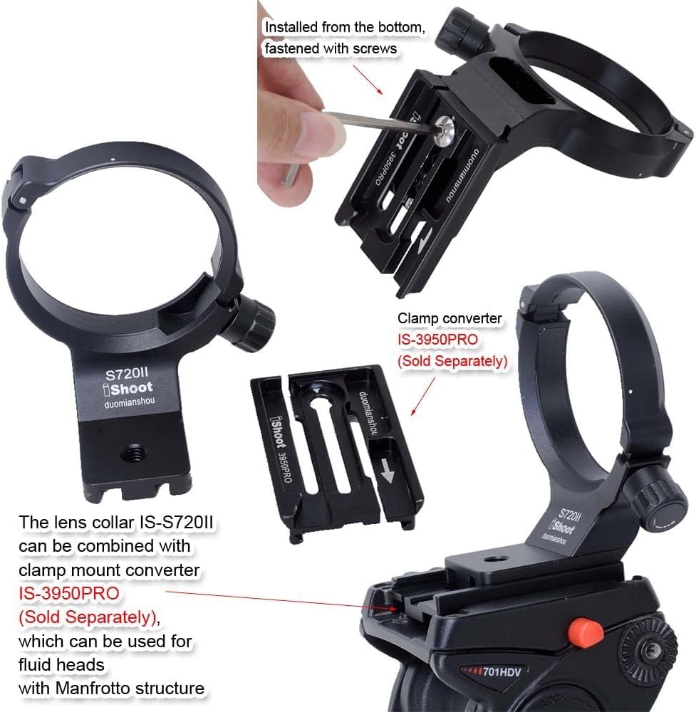 Tripod Mount Ring Lens Collar Compatible with Sony FE 70-200mm F/4 Macro G OSS II, Lens Support Holder Bracket Bottom Arca-Swiss Fit Quick Release Plate for Arca Clamp Head & Stabilizer