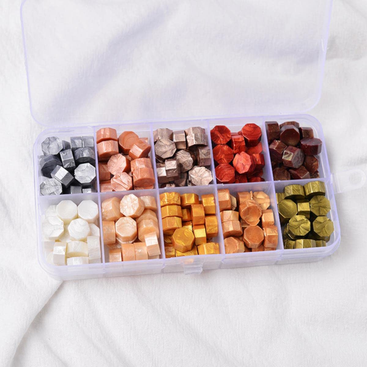 Cire à cacheter en perles octogones couleur or pour sceau de mariage | Kit de 200 pièces