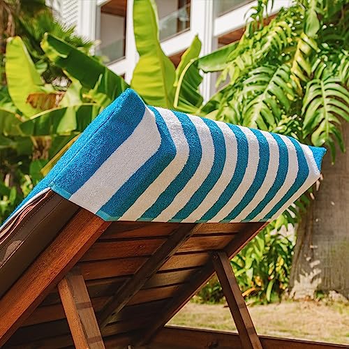 Arkwright Llc CC-CABANA-BL Arkwright California Chaise Lounge Cover - Pack Of 2 - Striped Soft Cotton Cabana Towel thumb #3