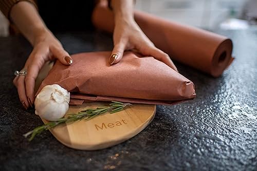 Vista 6 de Rollo de papel de carnicero rosa con caja dispensadora, rollo de 17.25 pulgadas por 175 pies de papel de carnicero de grado alimenticio para ahumar