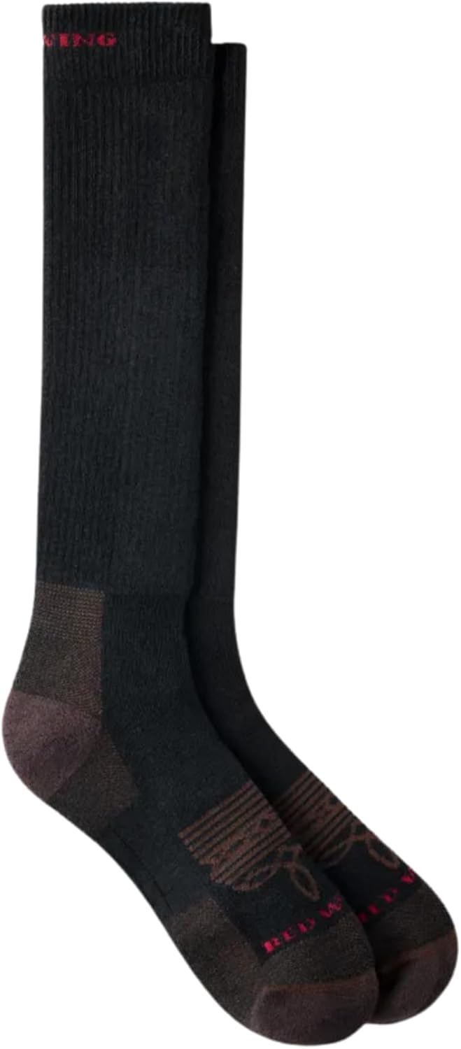 Red Wing Shoes Western Boot Over-the-Calf Socks, Made in USA, Stretchable Polyester/Nylon/Cotton Blend