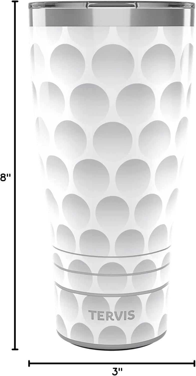 Tervis Traveler Golf Ball Texture Triple Walled Insulated Tumbler Travel Cup Keeps Drinks Cold & Hot, 30oz, Stainless Steel - Image 9
