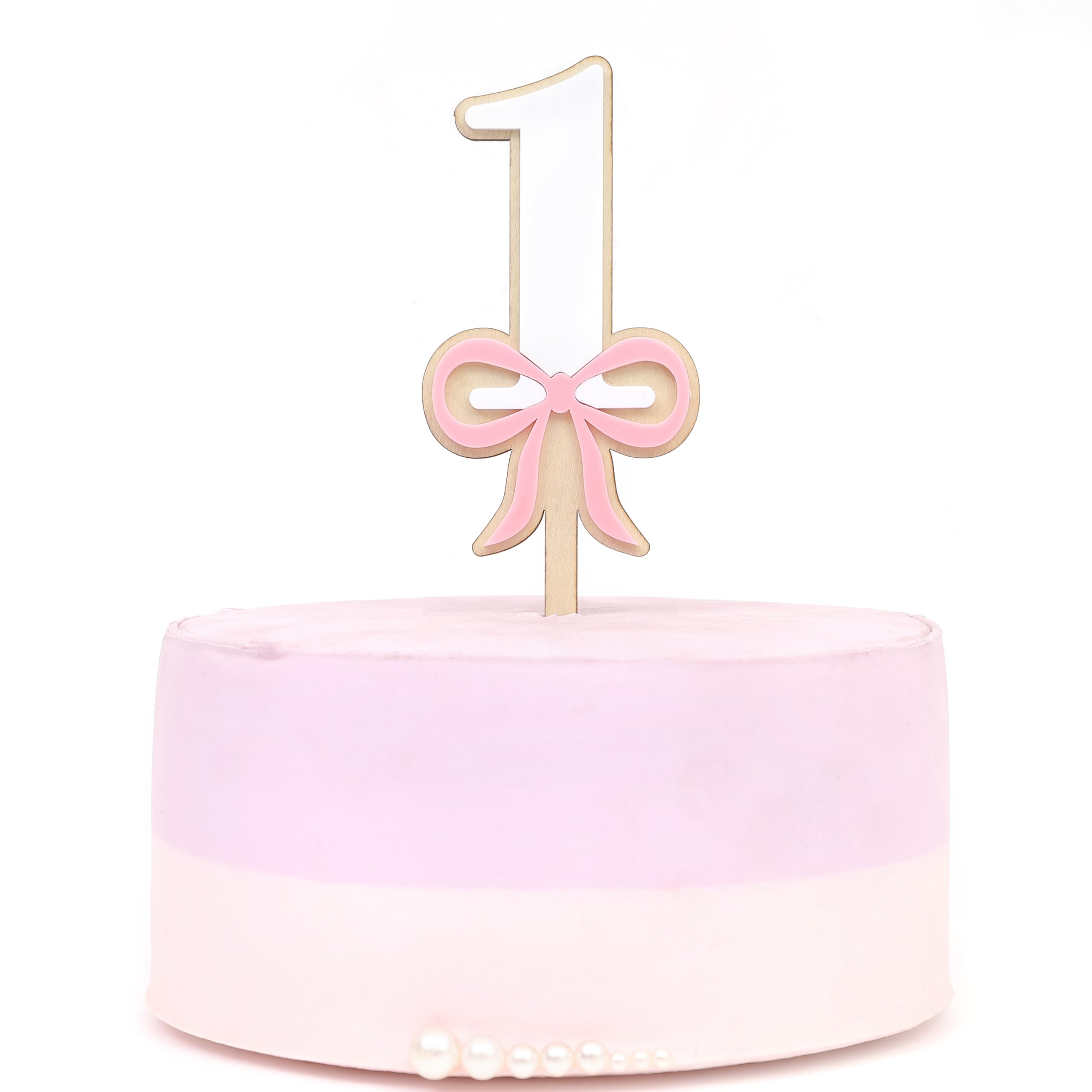 Pink Bow Cake Topper - Coquette Cake Topper, Enchanting Coquette First Birthday Cake Topper, Whimsical Party Decor