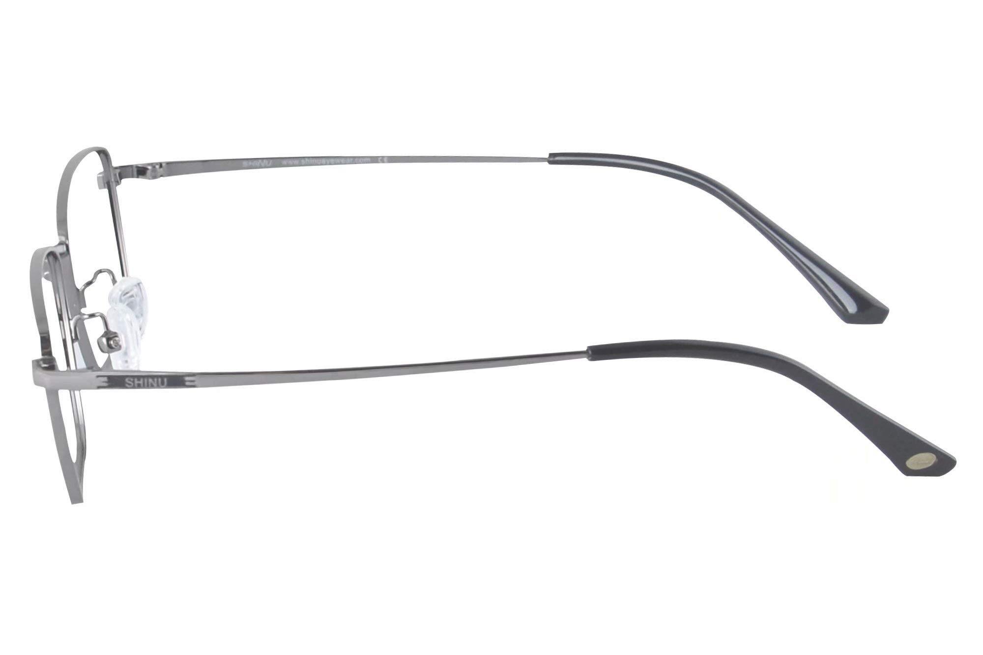 SHINU Niebieskie okulary do czytania w ramce tytanowej-ATLH1030, C4 Gun,anty Blue Lens