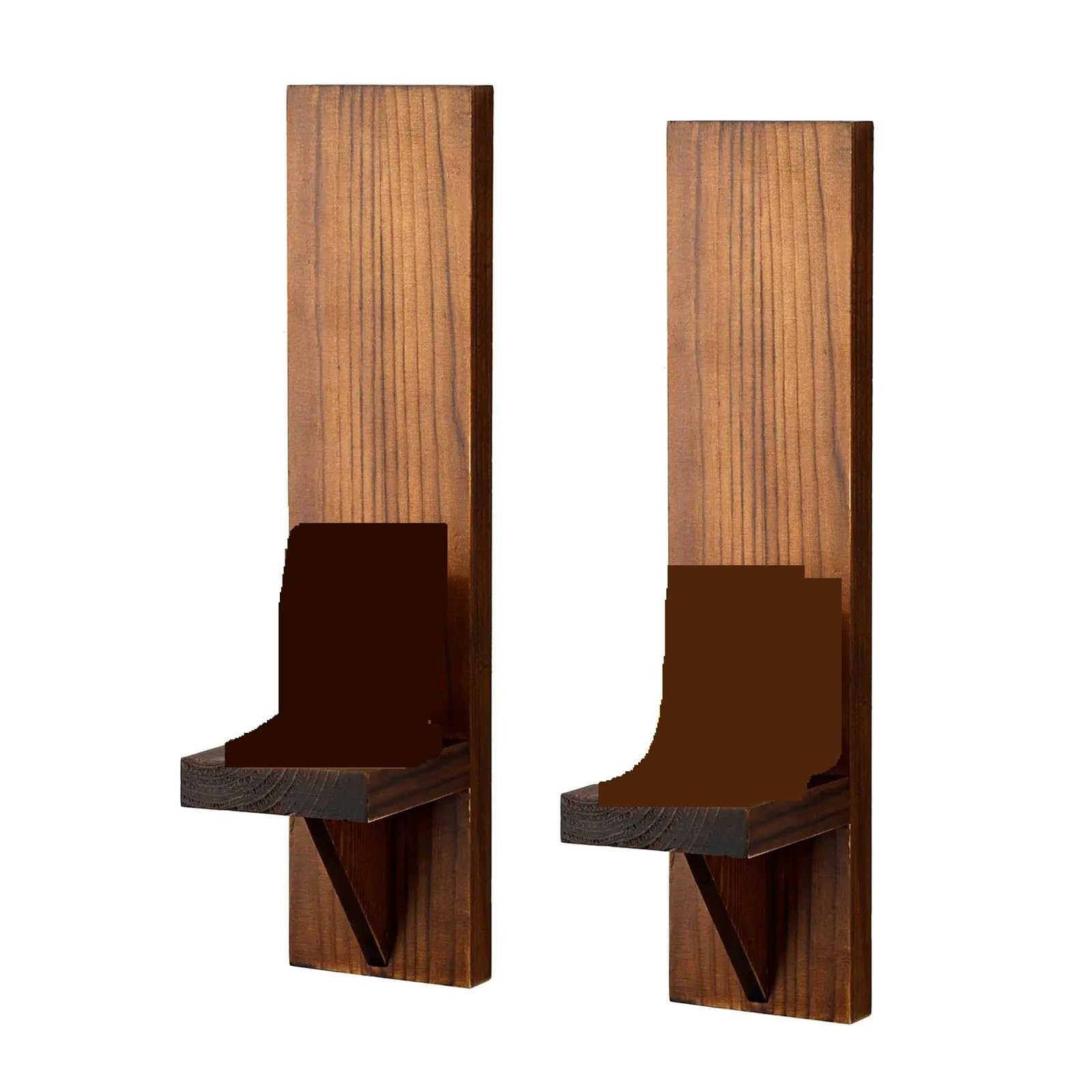 Wall Candle Sconce Holder 2 Wooden Wall Candle Holders Set Rustic Mounted Pillar(Color 1)