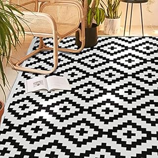 WAKSOX Outdoor Rug for Patios 180 x 270cm Waterproof Reversible & Easy Cleaning Plastic Straw Floor Mat Picnic Blanket Recycled UV Resistant Area Rugs for RV Camping Picnic BBQ Beach Balcony