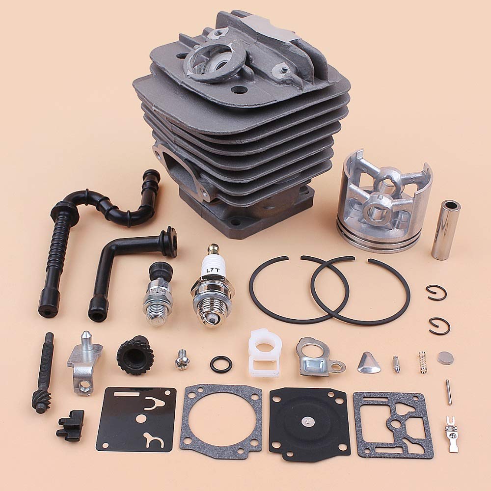 Tiempo Beixi 48 mm Cilindro del pistón Manguera Aceite Combustible Cadena Tensor de Carb Kit de reparación Compatible con Stihl MS360 036 MS 360 Motosierra reconstrucción de Piezas 11250201206