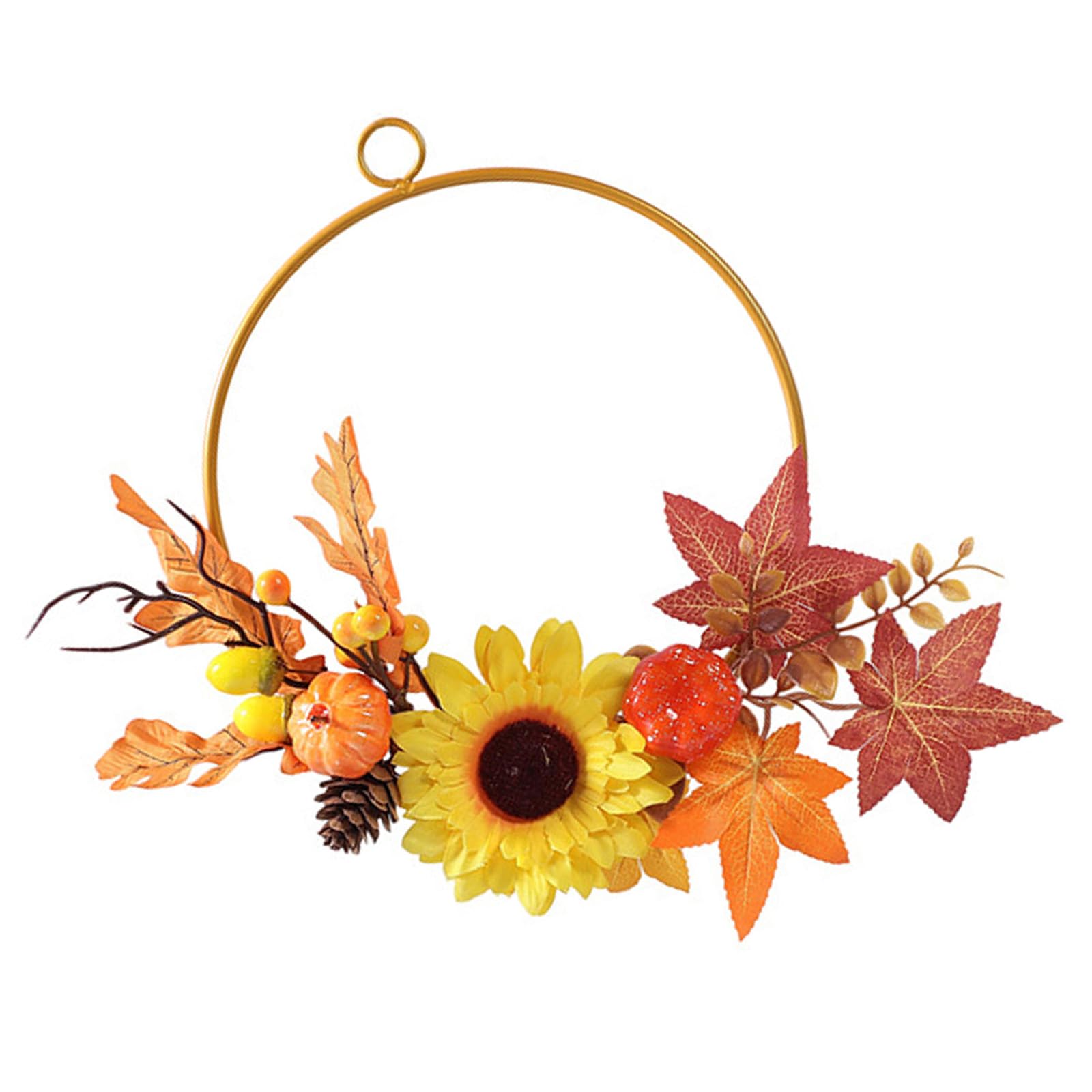 Xinsheinelry And Green Metal Wall Hanging Wreath for Fall Thanksgiving Fall Home Deck Inside Rustproof Creation Aluminum Flower Wall Hanging