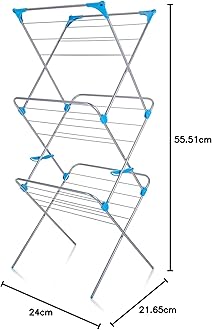 Minky 3 Tier Indoor Airer with Drying Space, Metal, Silver, 15 m