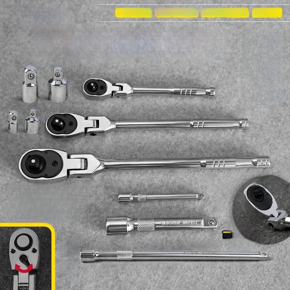 Chrom-Vanadium Ratsche Faltbar Mit Adaptern Robust