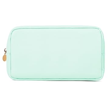 SOIDRAM Makeup Travel Pouch, Green Toiletry Organizer, Nylon Cosmetic Preppy Bag, Zipper Pouches for Brides