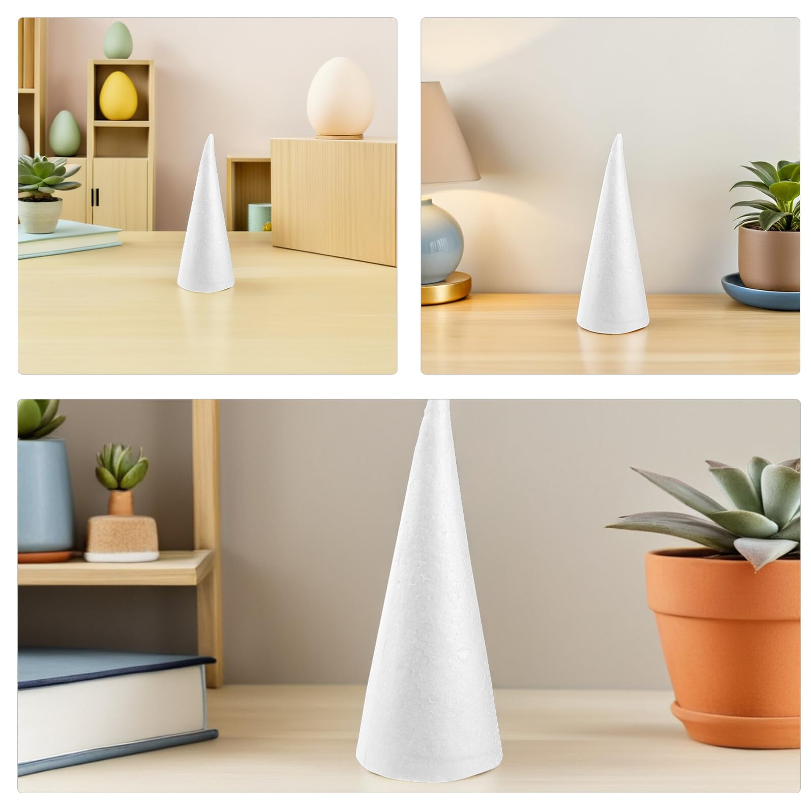SUPVOX 12pezzi Mini Coni di Schiuma Bianca in Polistirolo per Lavoretti Natalizi Alberi di Natale in Schiuma Forme di Coni di Forniture per Fai da Te