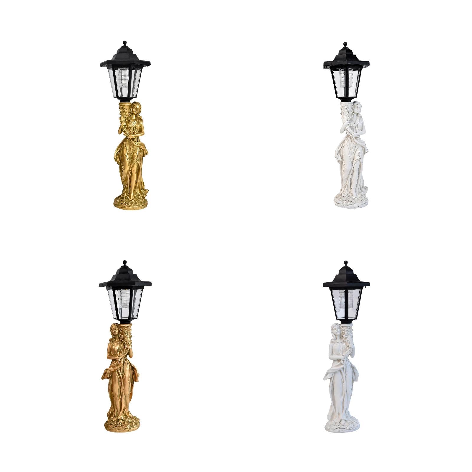 Luz de estatua para porche con carga solar y linterna clásica, A